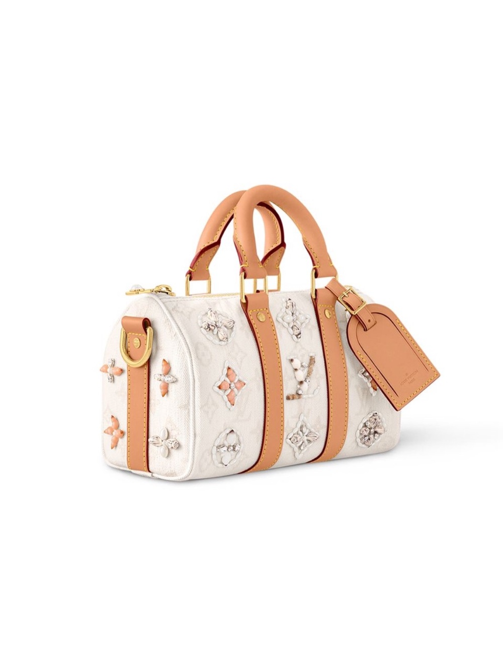 NEW *RARE* Louis Vuitton Keepall Bandoulière 25 Off-White Denim Seashell - Picture 2 of 3